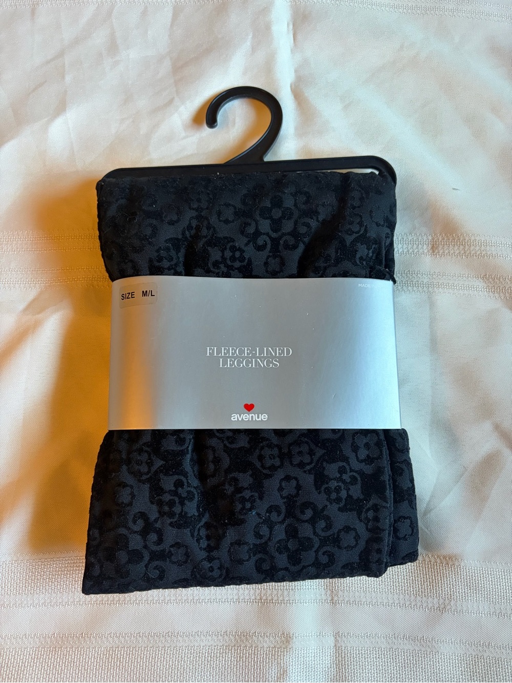 Avenue Black Fleece-Lined Patterned Leggings